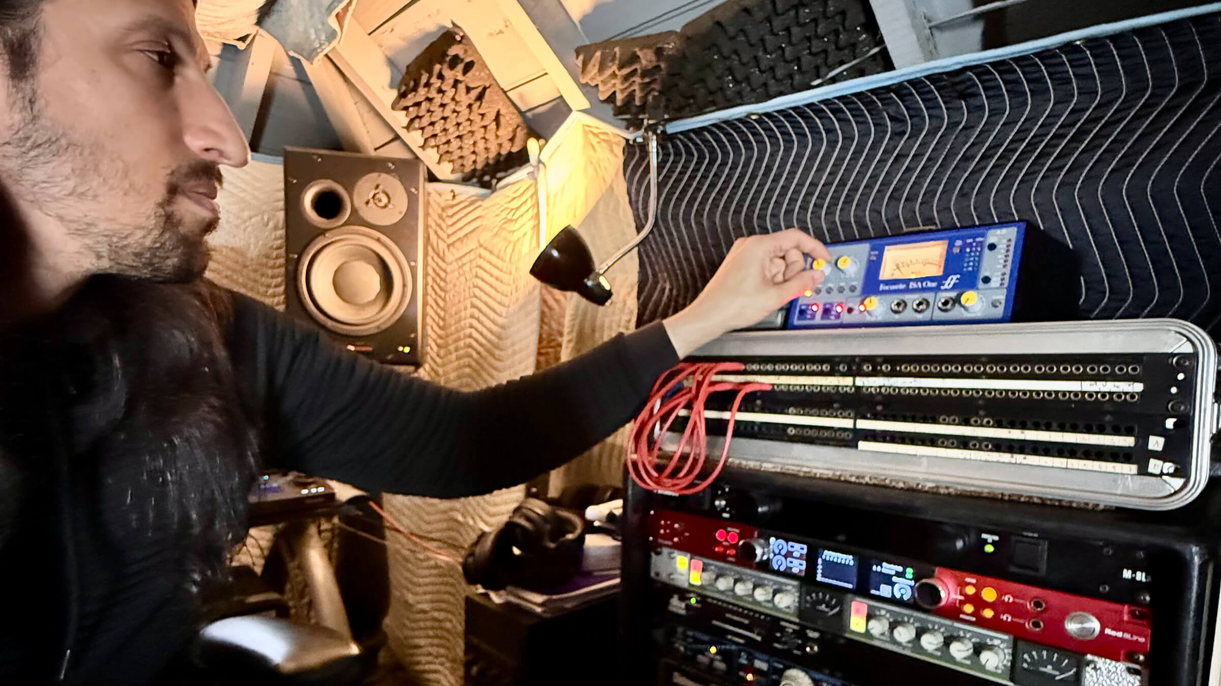 Josh Gannet, pictured with some of his gear components, including a Focusrite Red 8Line interface. Josh Gannet, pictured with some of his gear components, including a Focusrite Red 8Line interface.