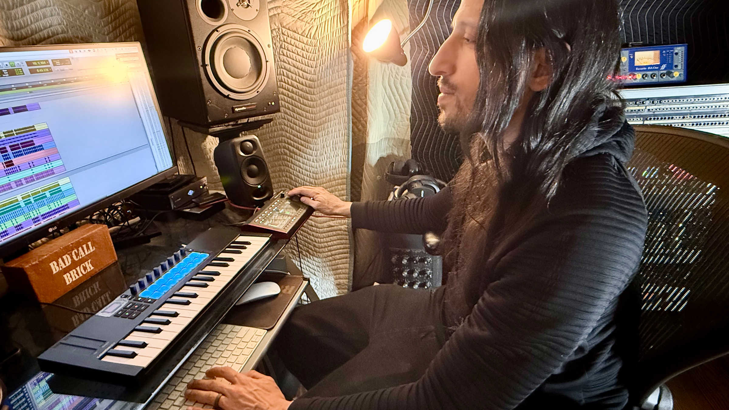 Josh Gannet, pictured with some of his gear components, including a Focusrite Red 8Line interface. Josh Gannet, pictured with some of his gear components, including a Focusrite Red 8Line interface.